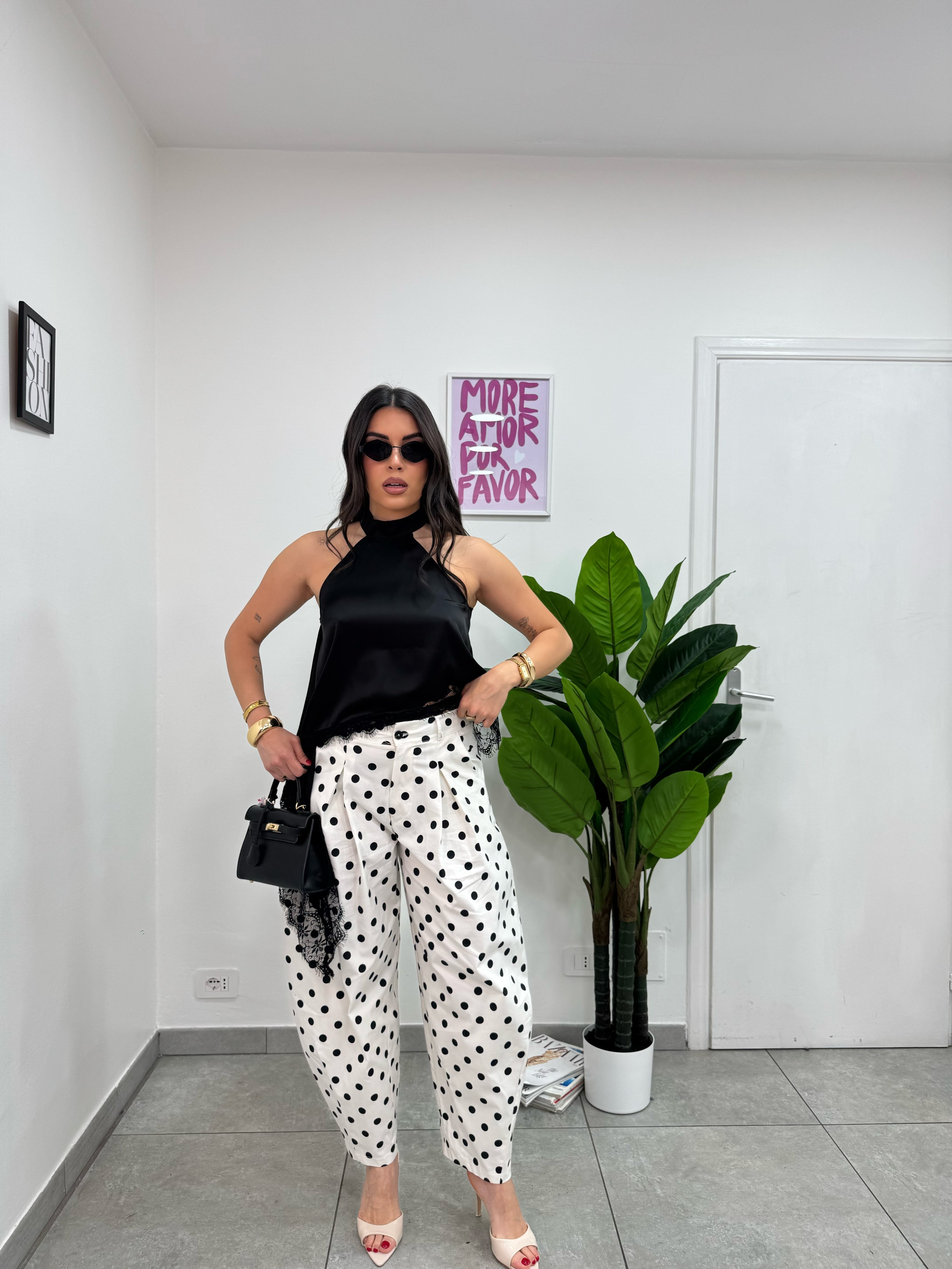Pantalone Balloon Pois BW