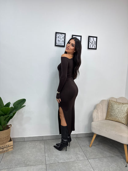 Abito Marlene Lungo Marrone