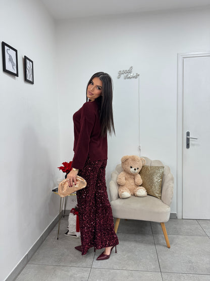 Pantalone Palazzo Party Bordeaux