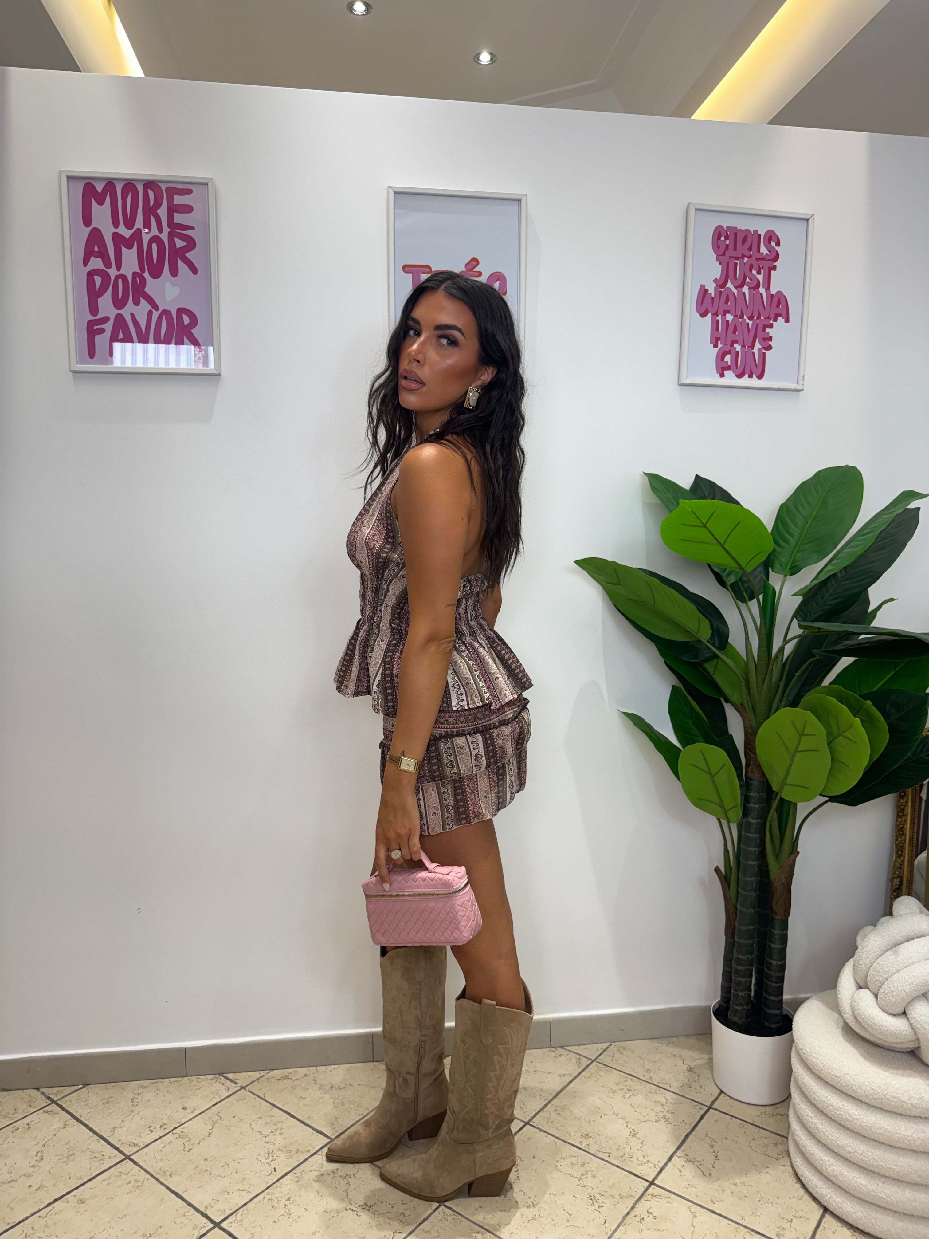 Gonna Etnica Beige/Rosa