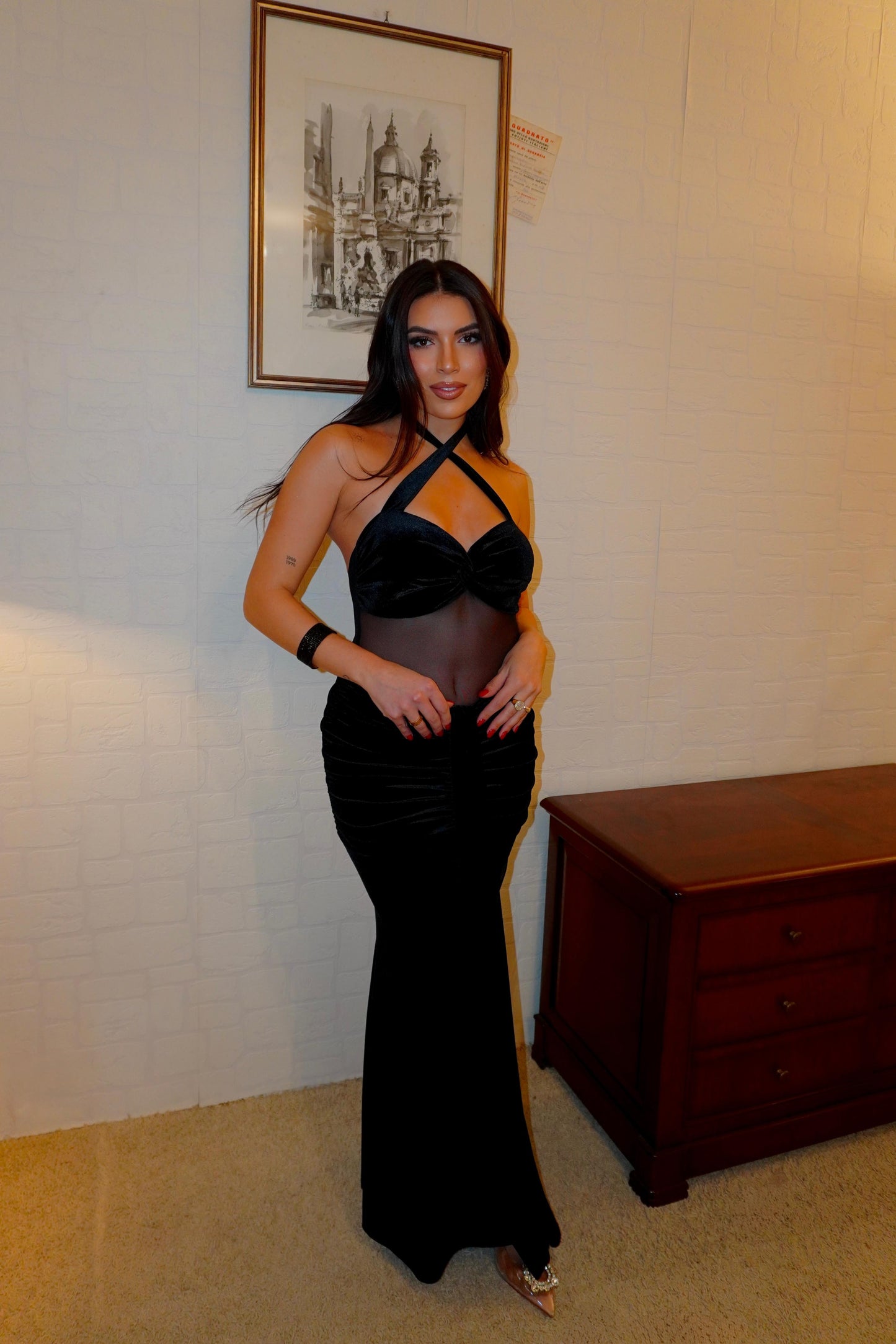 Abito Black Velvet Lungo