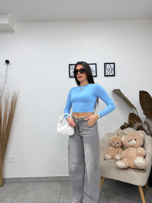 Maglia Crop Kendall Celeste