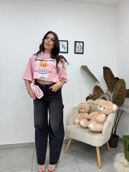 T-shirt Over Baguette Rosa