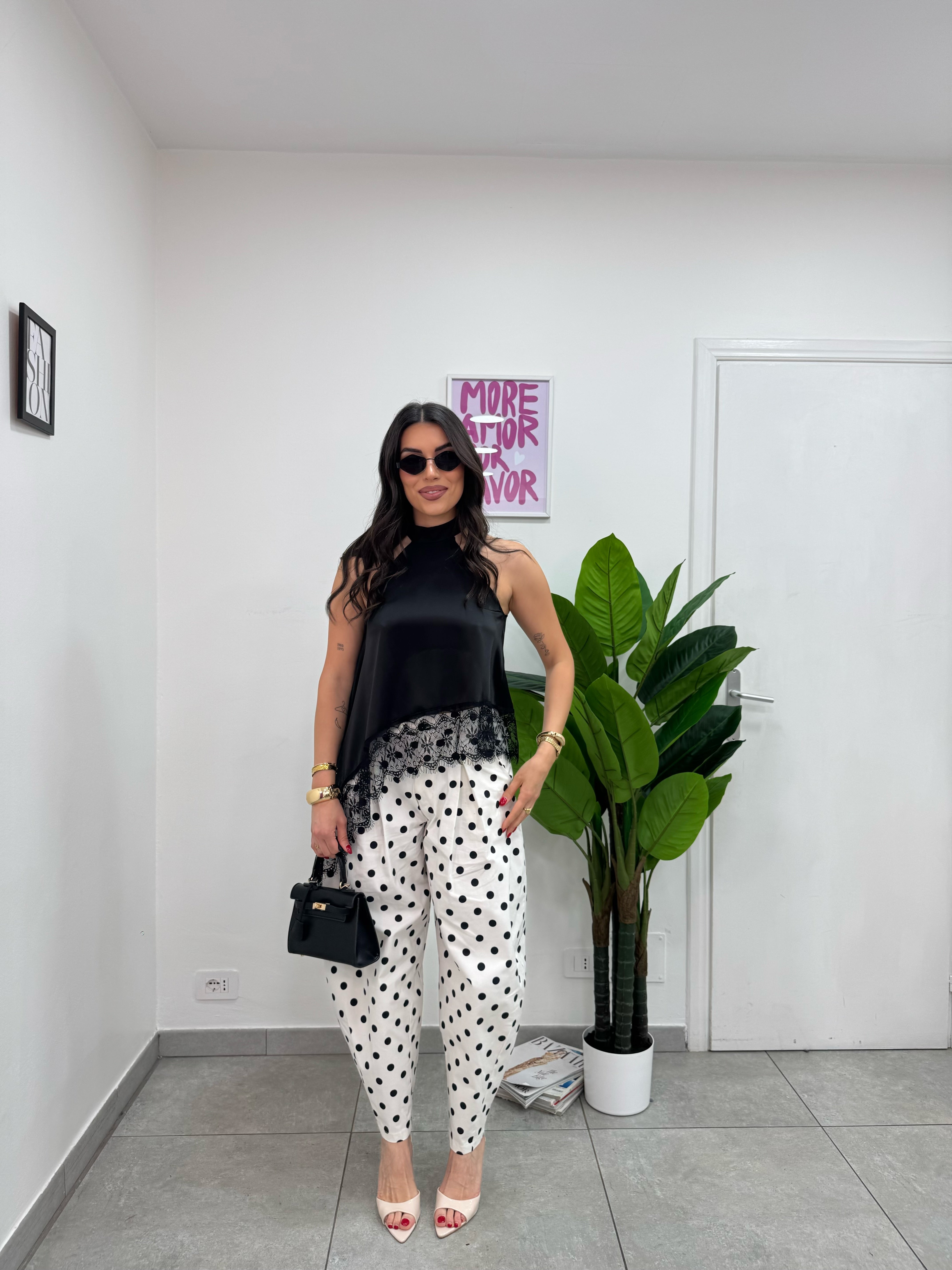 Pantalone Balloon Pois BW