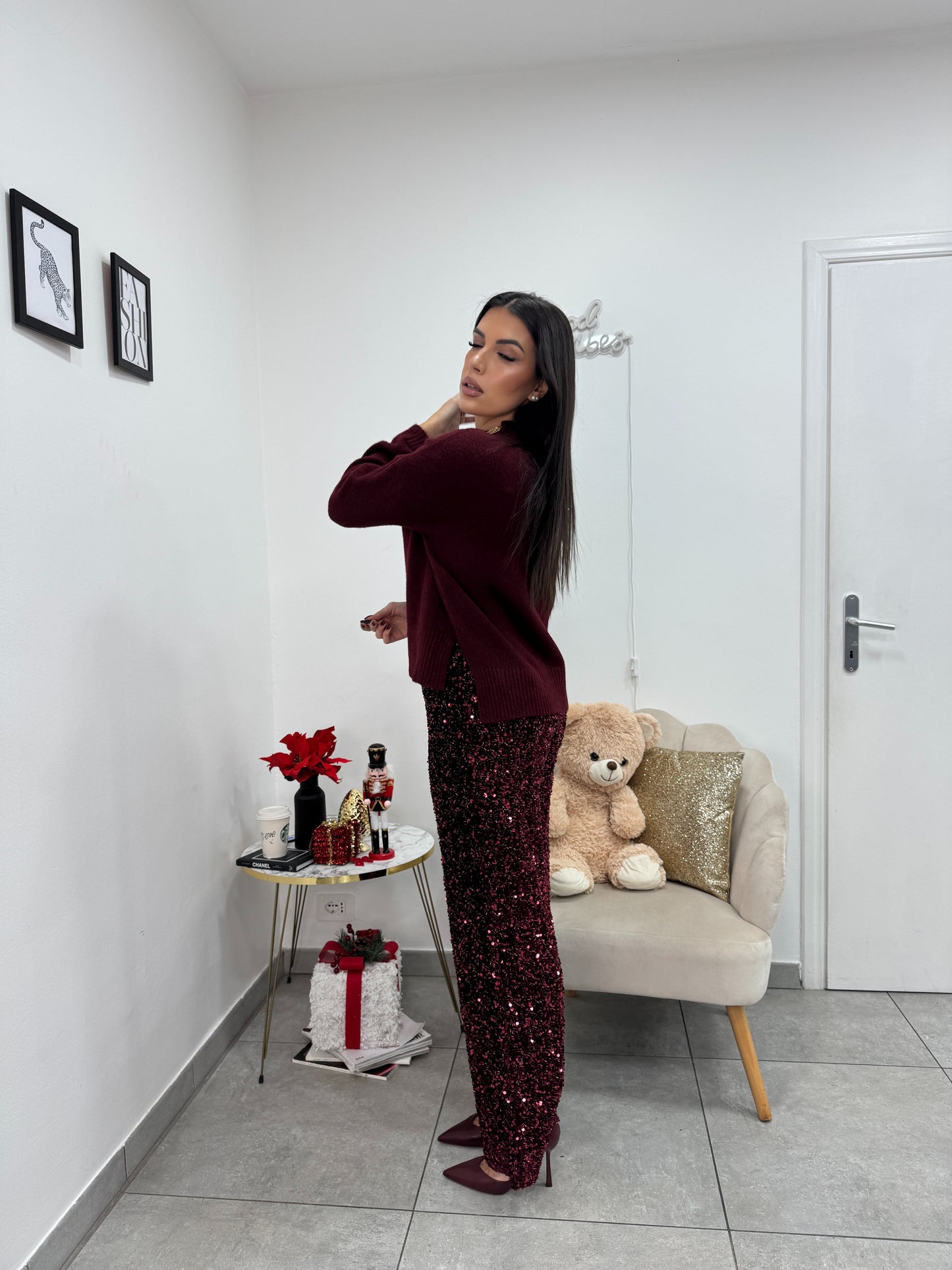 Pantalone Palazzo Party Bordeaux