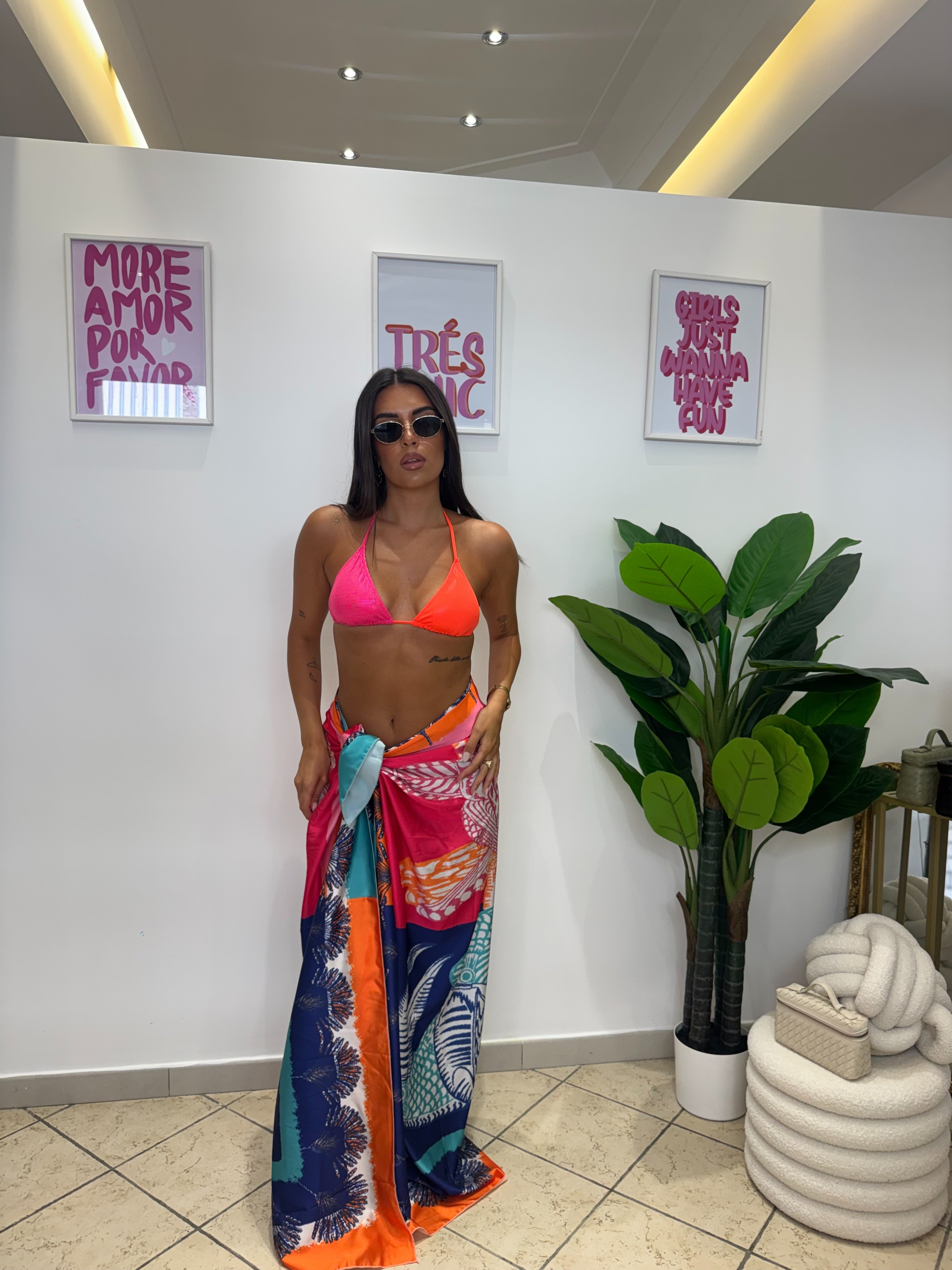 Pareo Tropical Blu/Magenta
