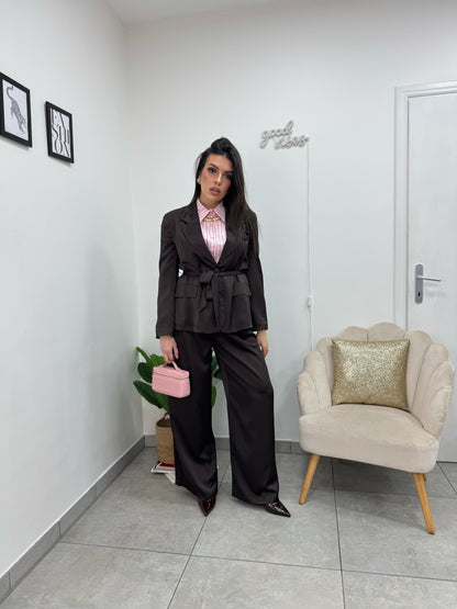 Tailleur Satin Marrone