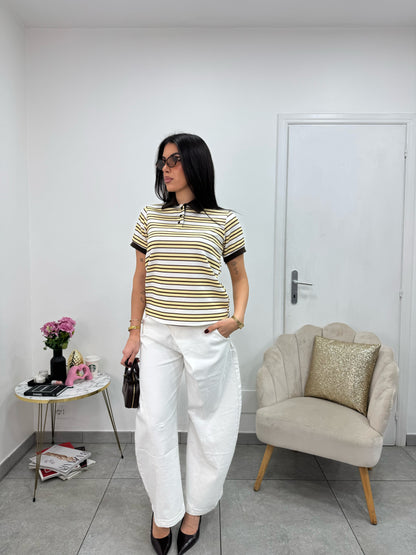 Maglia Polo Zoe Marrone Gialla