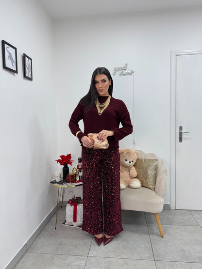 Pantalone Palazzo Party Bordeaux