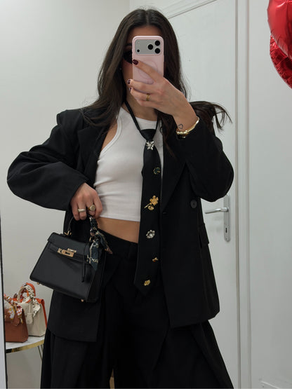 Cravatta Flowers Nera