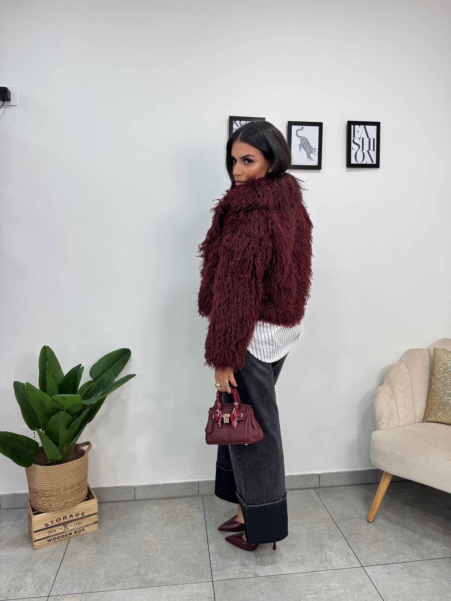 Ecopelliccia Crazy Bordeaux