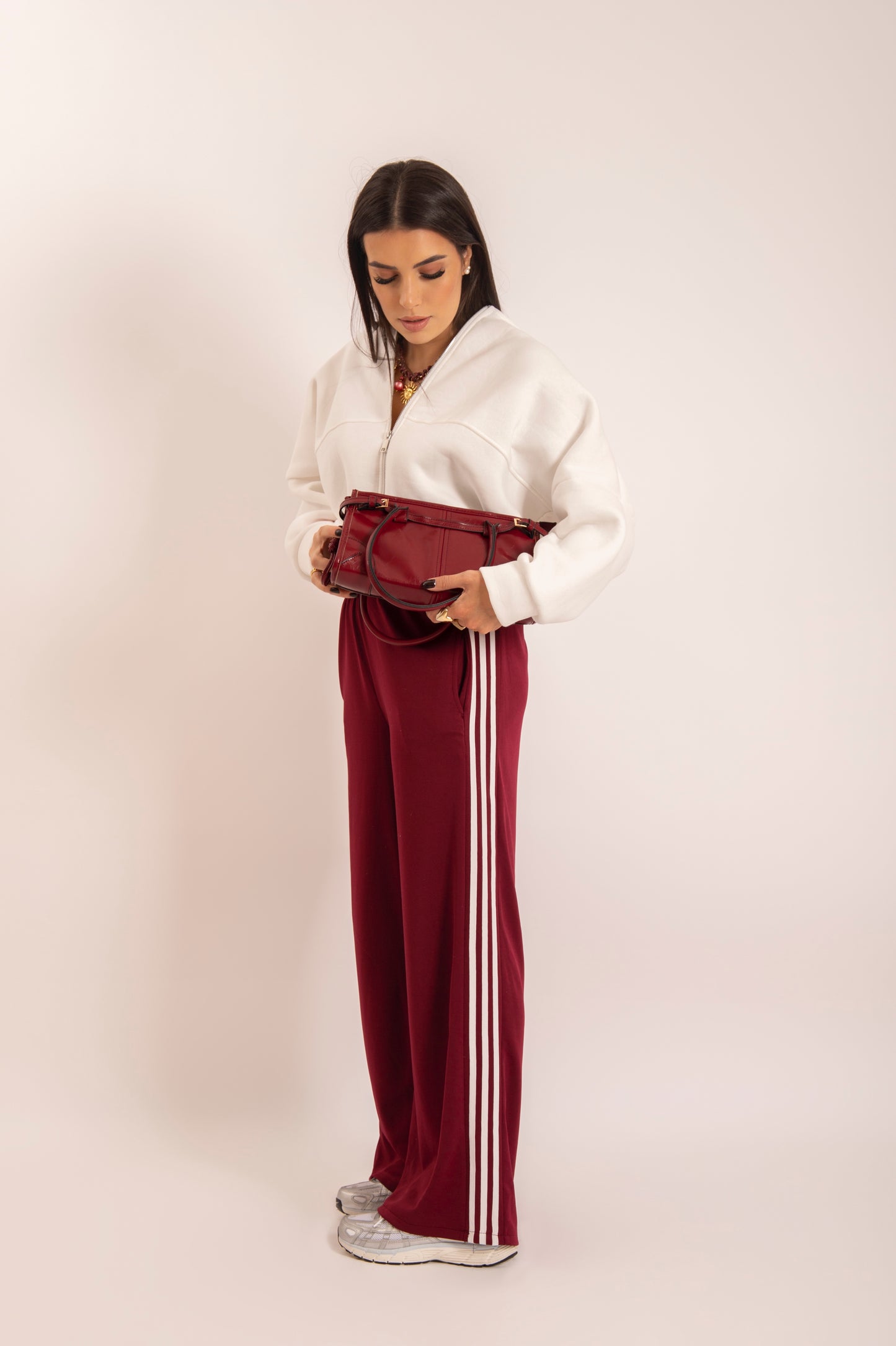 Pantalone Adi Bordeaux Bianco