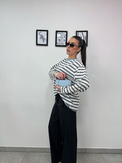 Longsleeve Righe Celeste