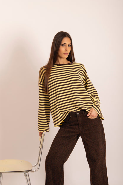 Pantalone Leopard Wideleg Marrone