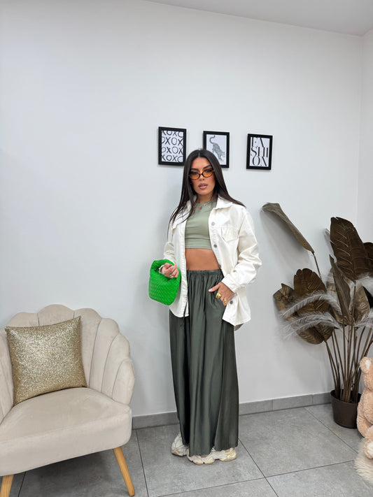 Pantalone Satin Verde Militare