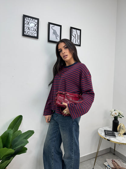 Maglia Righe Blu Bordeaux