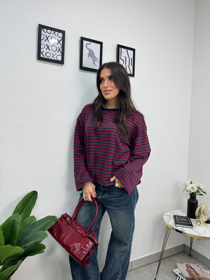 Maglia Righe Blu Bordeaux