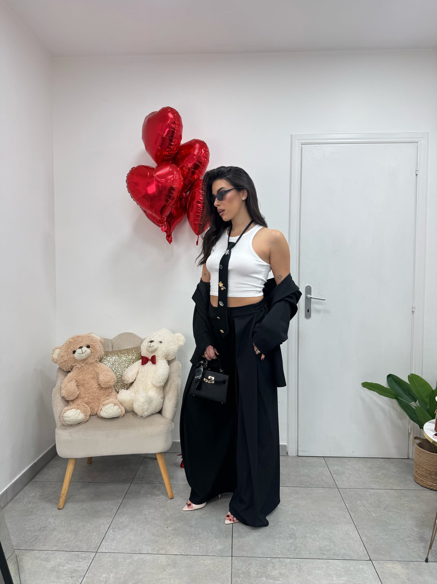 Cravatta Flowers Nera