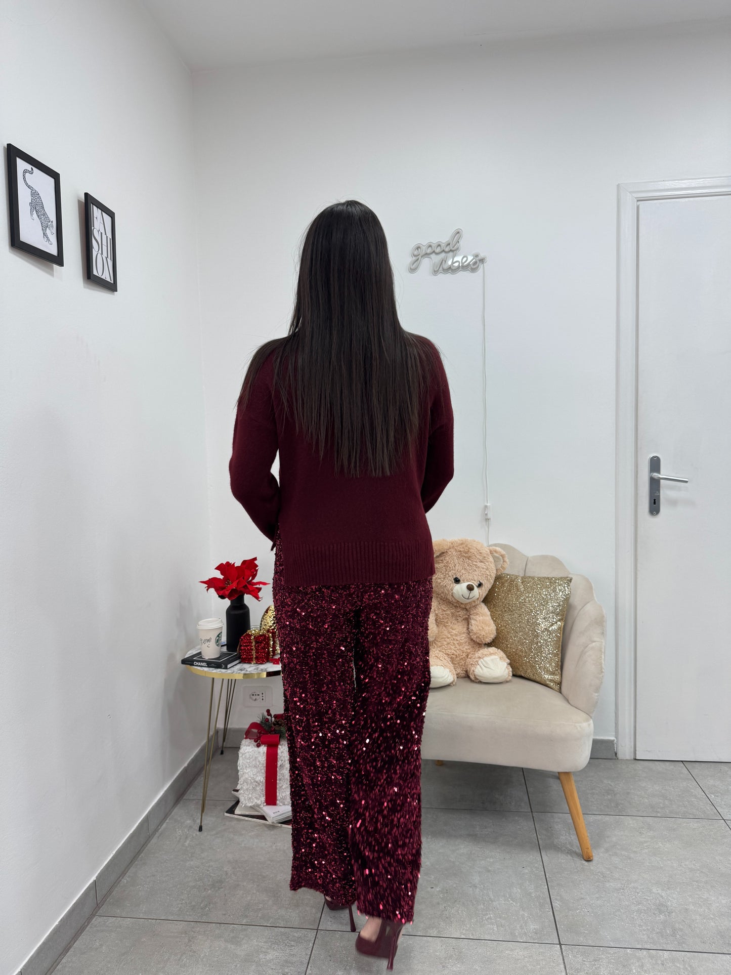 Pantalone Palazzo Party Bordeaux