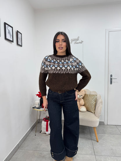 Pull Snow Marrone Celeste