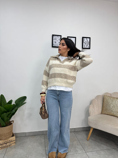 Pull Polo Beige Panna