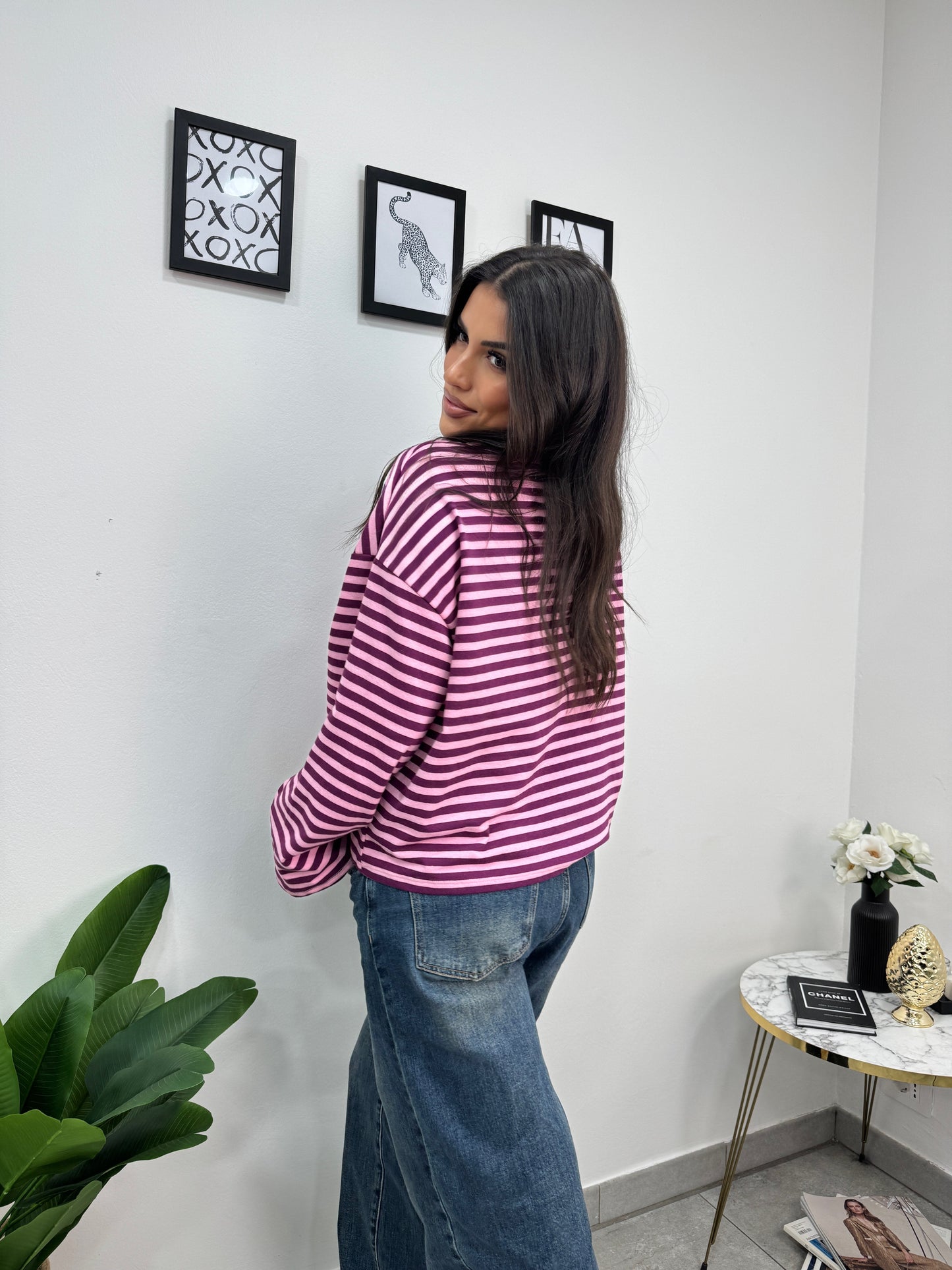 Maglia Righe Rosa Viola