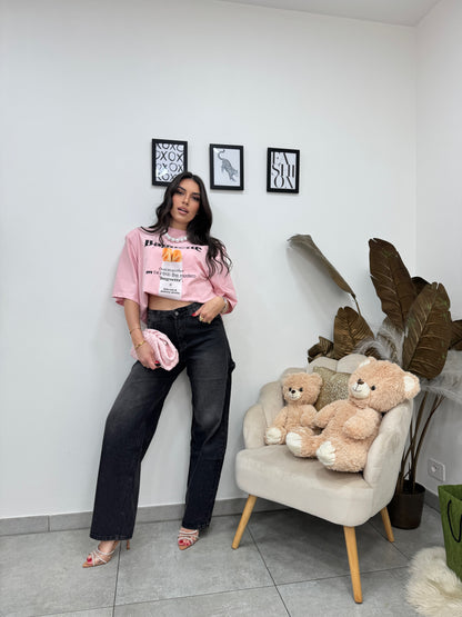 T-shirt Over Baguette Rosa