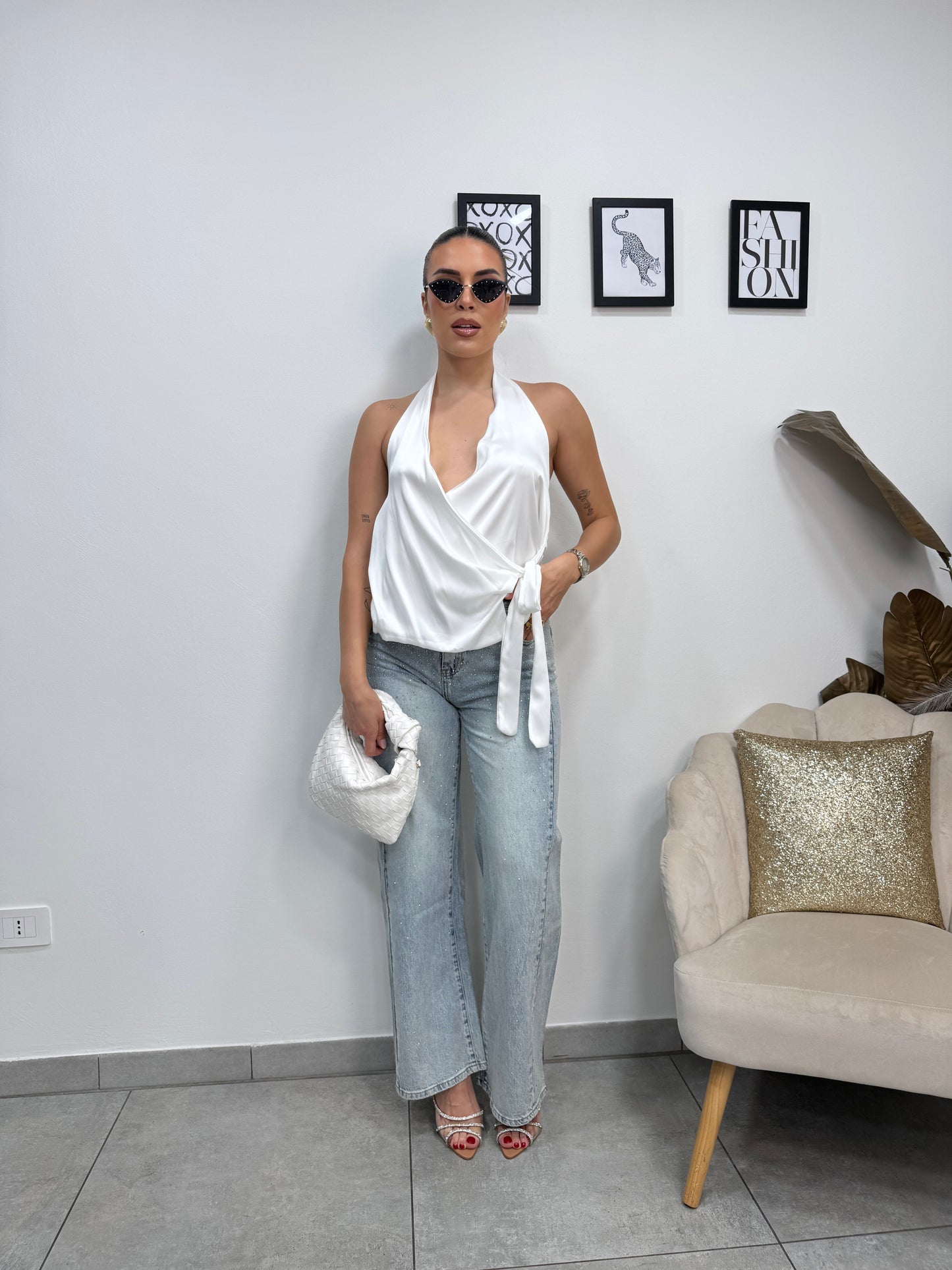 Top Sblusato Bianco