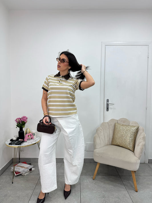 Maglia Polo Zoe Marrone Gialla