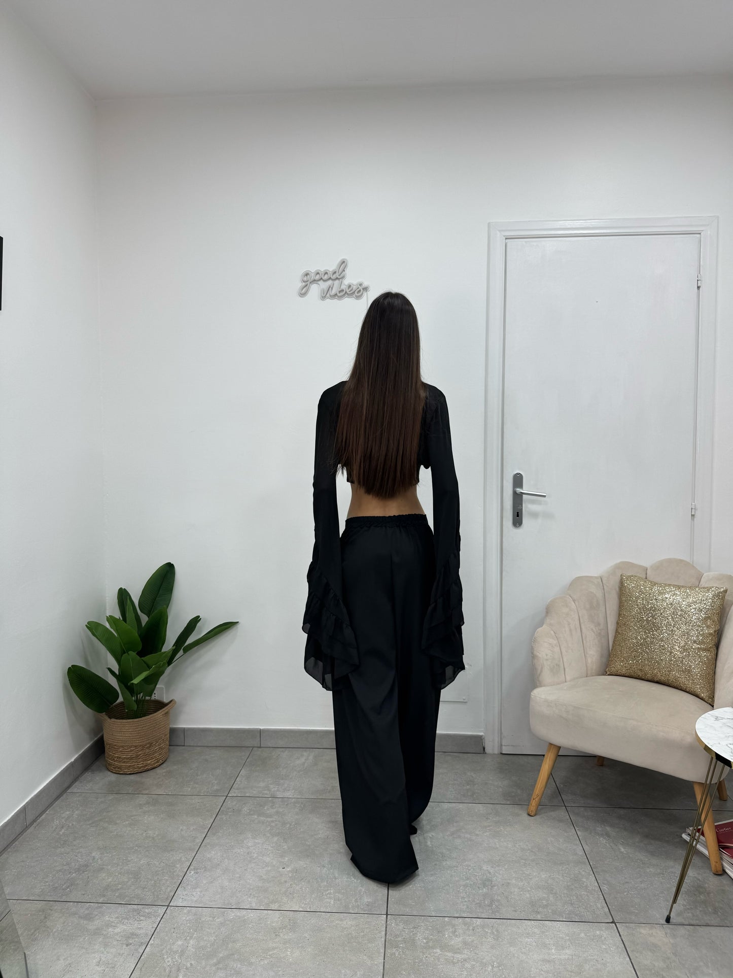 Camicia Crop Yasmine Nera