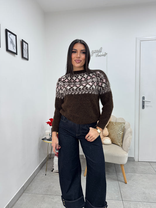 Pull Snow Marrone Rosa