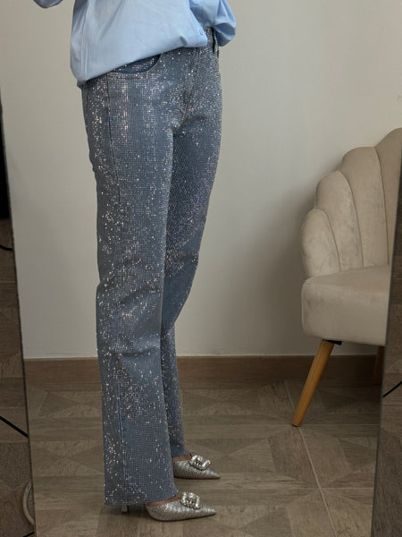 Jeans Denim Total Strass