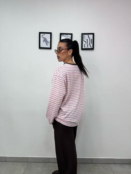 Longsleeve Righe Rosa