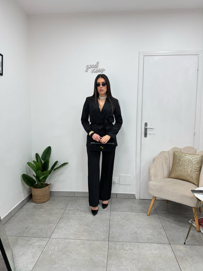 Tailleur Gessato Nero