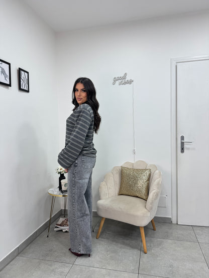 Polo Giselle Grigia Bianca